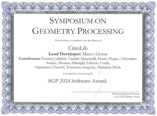 Cinolib library received the "SGP Sofware Award"